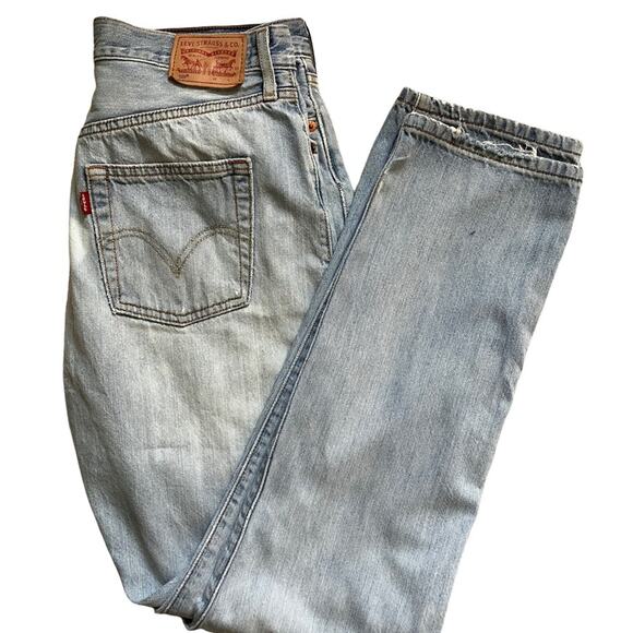 Levi's Blue Relaxed Jeans with Distressed Look with 90,s bleach spots W29 - Picture 1 of 11